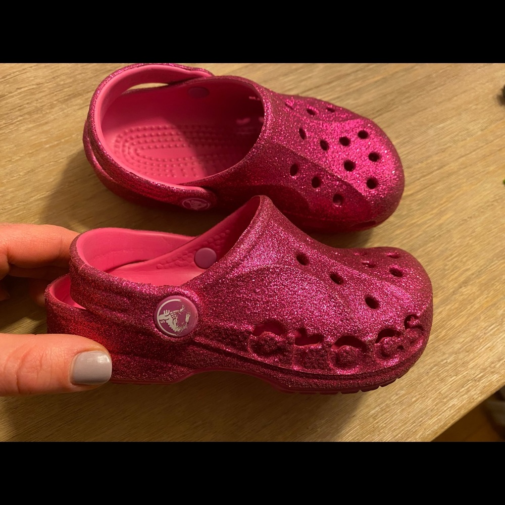 Pink Glitter Crocs